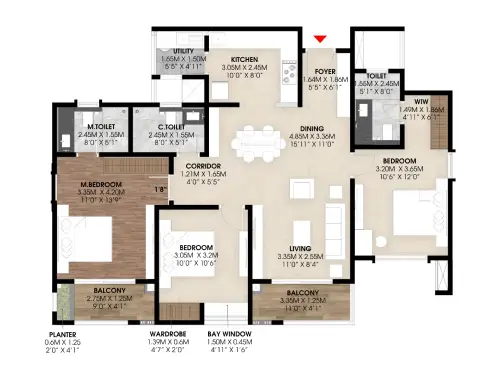 2 BHK floor plan